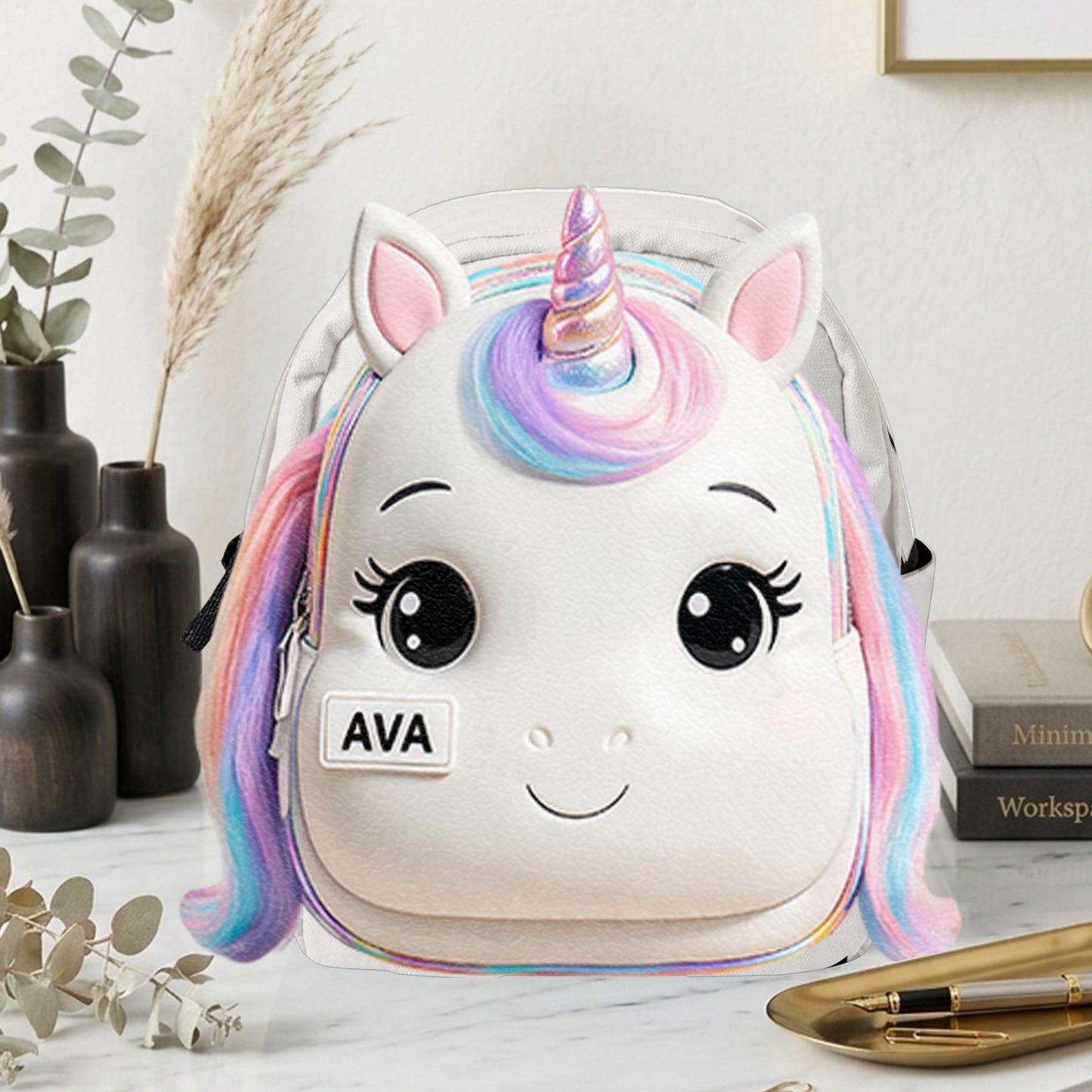 Niedlicher Tier - Personalisierter Kinder Rucksack mit wechselbarem Lederpatch