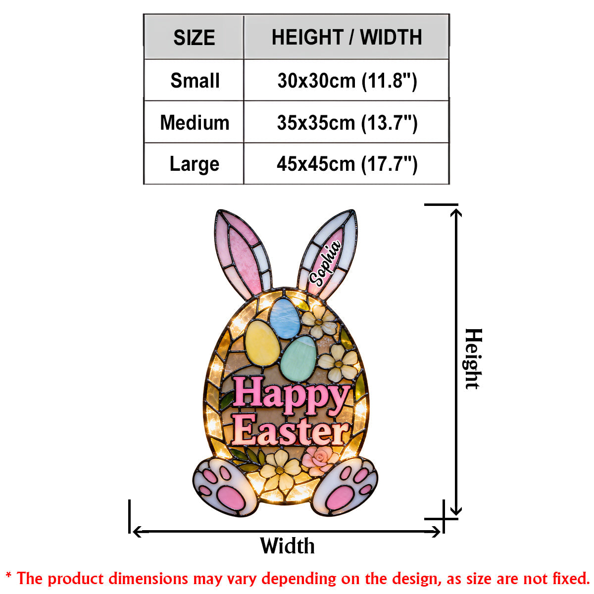 Dekoratives Türschild mit Osterhasenmotiv – Personalisiertes Acryl-Türschild mit LED-Beleuchtung für Ostern