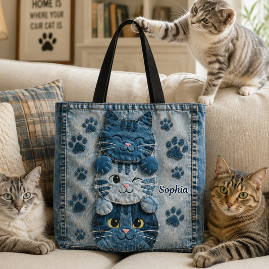 Liebe Katzen - Personalisierte Katzen-Tote-Tasche