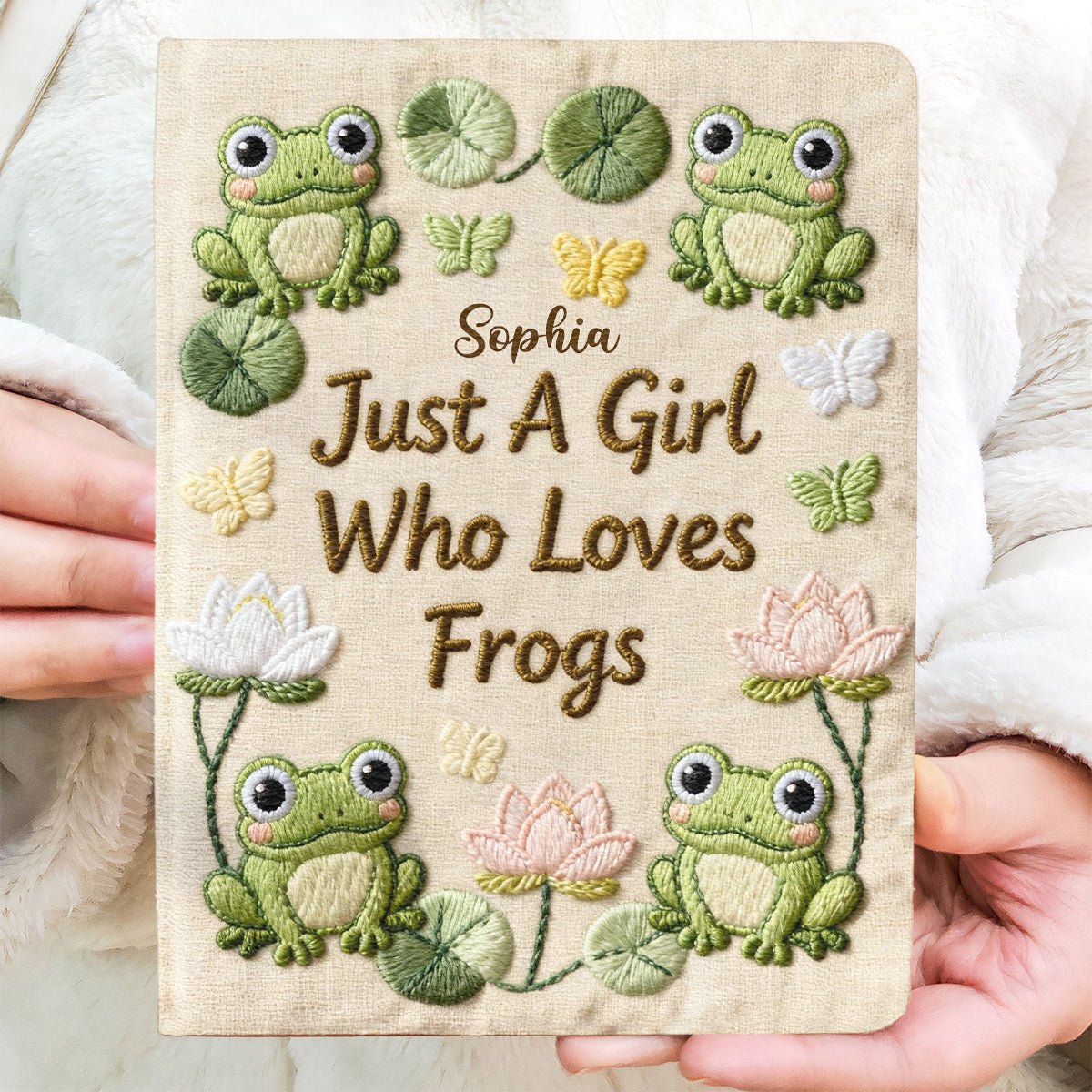 Carnet en cuir personnalisé « Juste une fille qui aime les grenouilles »