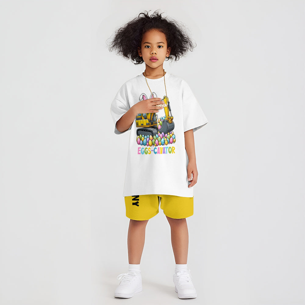 Eggs-Cavator - T-shirt et short personnalisés pour enfant