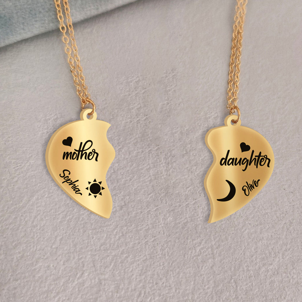 I Love You - Personalized Mother Matching Pendant Necklace
