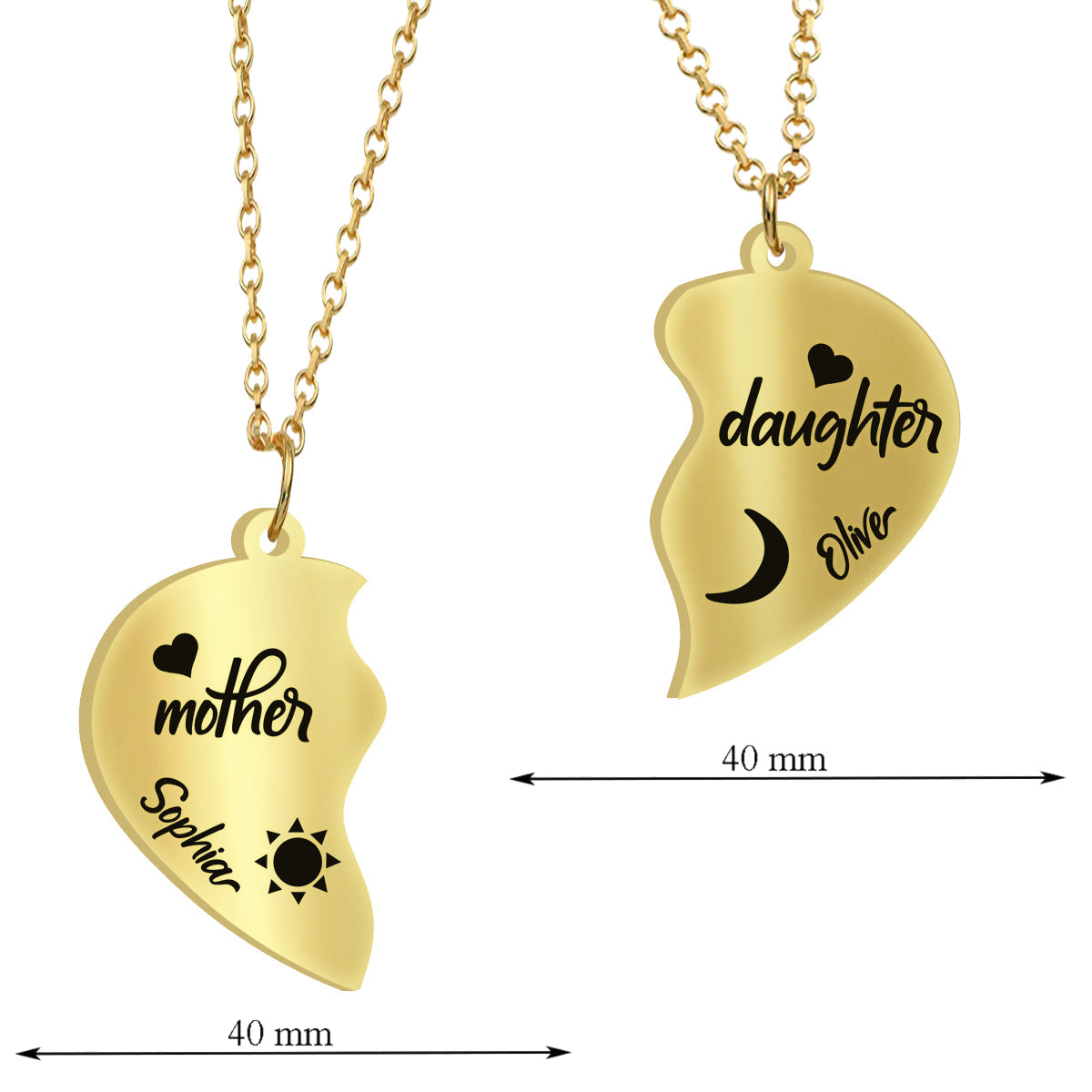 I Love You - Personalized Mother Matching Pendant Necklace