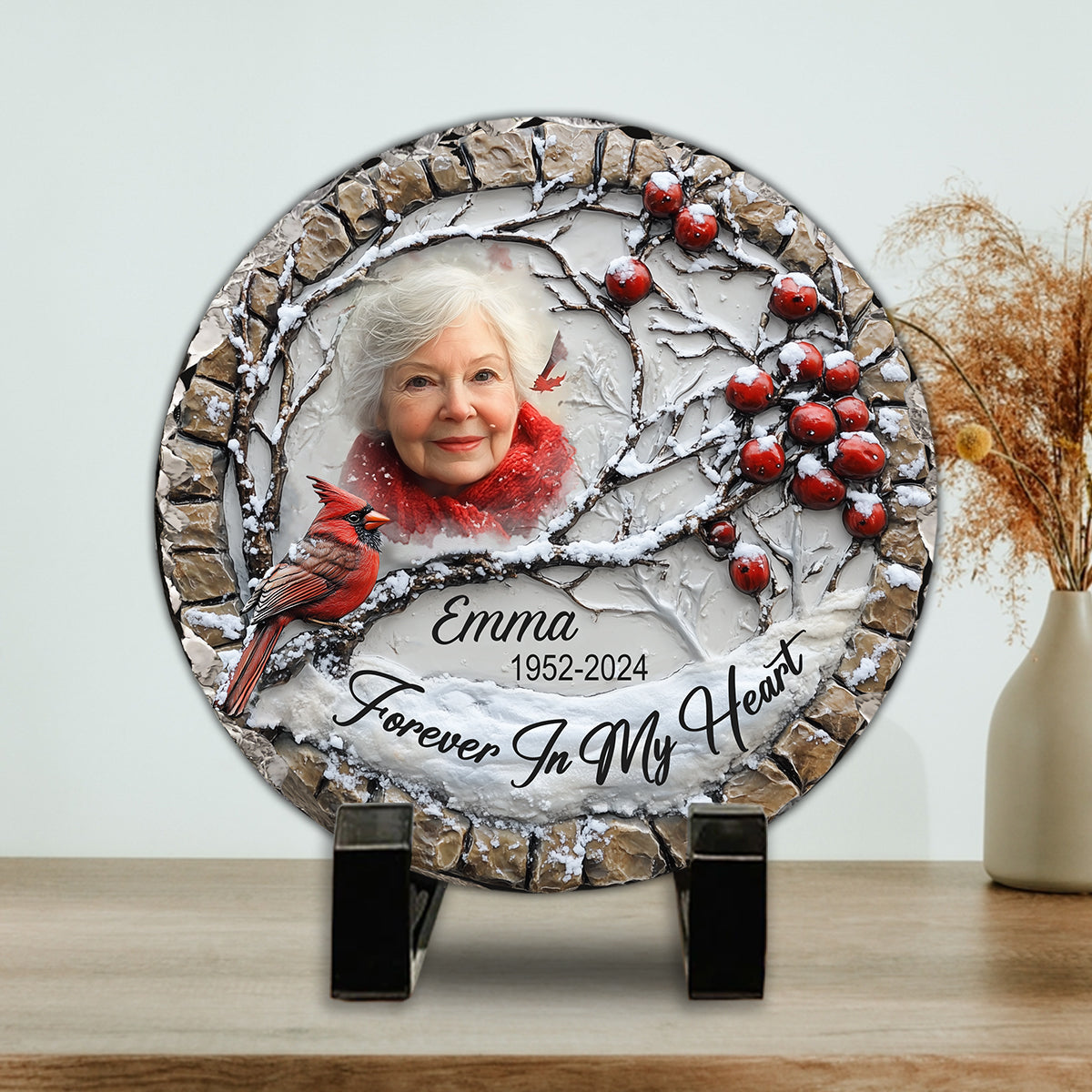 Forever In My Heart - Personalized Memorial Round Shaped Stone
