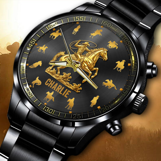 Pferdereiten Rodeo - Personalisierte Pferdehanduhr