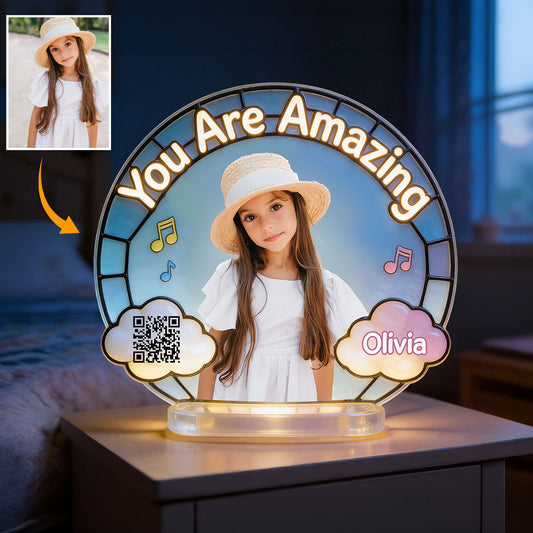Une chanson créée spécialement pour votre enfant - Veilleuse LED personnalisée en acrylique pour enfant