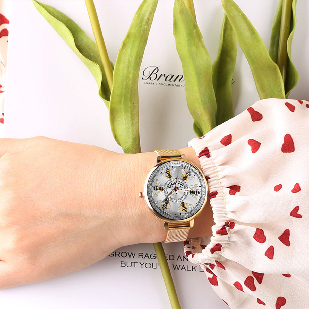 Montre abeille personnalisée pour femme - J'adore les abeilles