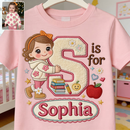 T-shirt Initial Personnalisé Pour Enfants - Retour à l'École