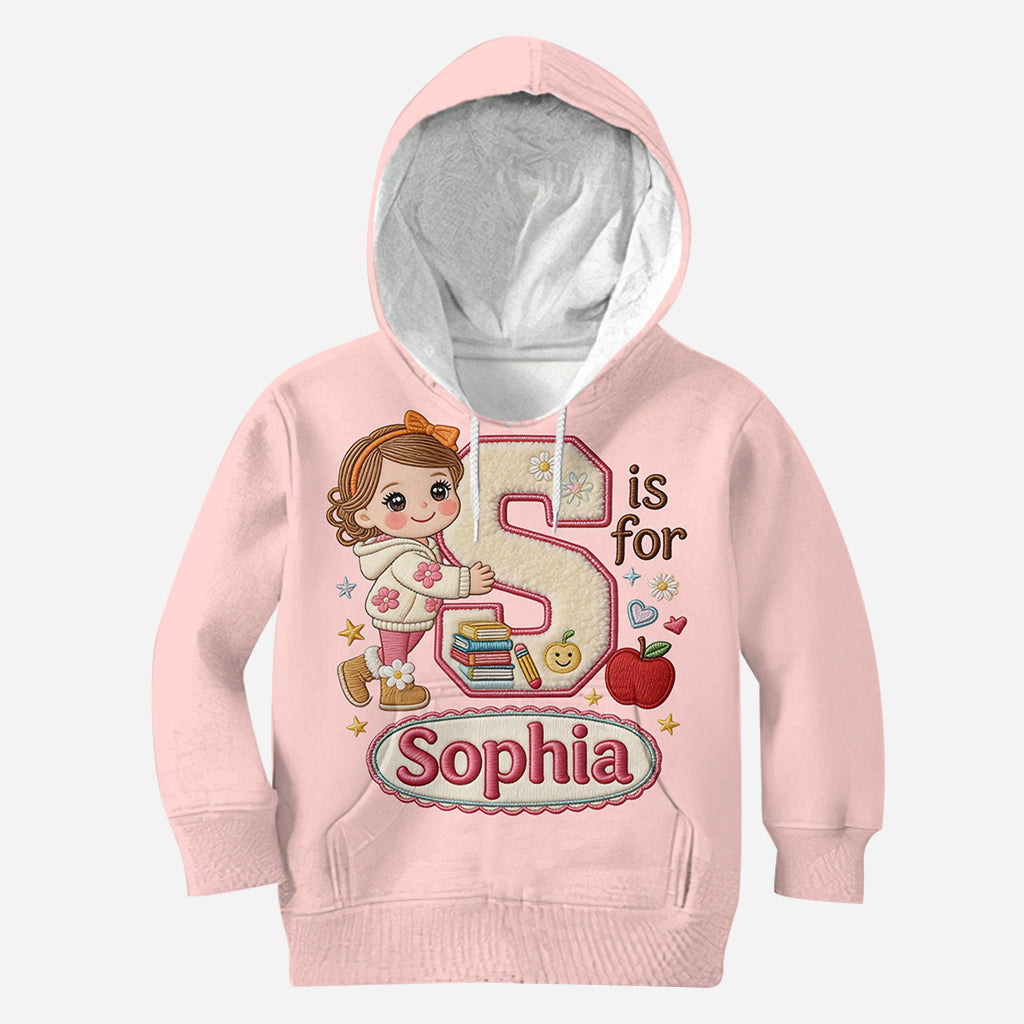Custom Back To School Initial Shirt For Kids - Personalized Kid All Over Shirt