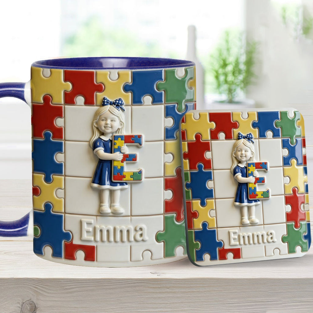Autism Letter - Personalized Autism Awareness Accent Mug & Coaster