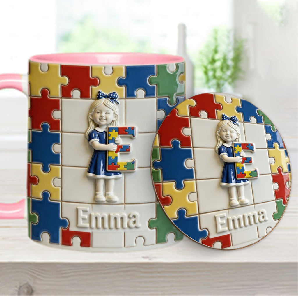Autism Letter - Personalized Autism Awareness Accent Mug & Coaster