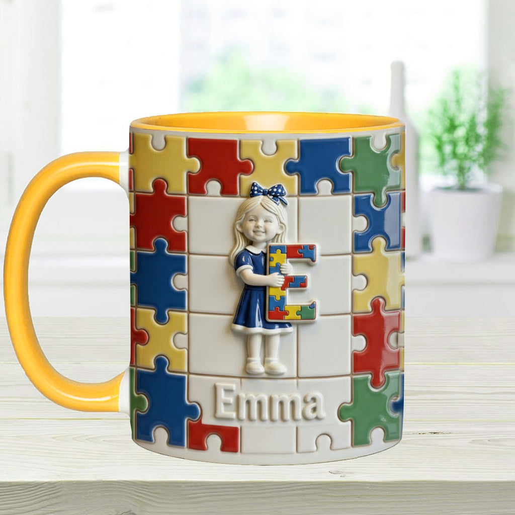 Autism Letter - Personalized Autism Awareness Accent Mug & Coaster