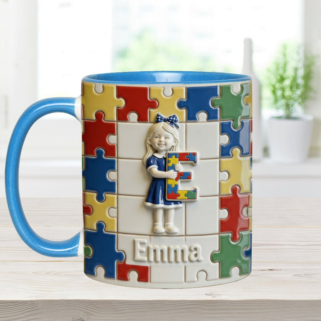 Autism Letter - Personalized Autism Awareness Accent Mug & Coaster