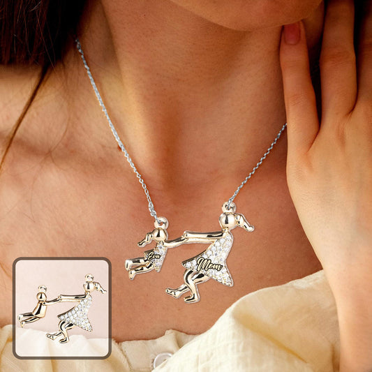 L'amour entre une mère et son enfant - Collier pendentif personnalisé pour fille