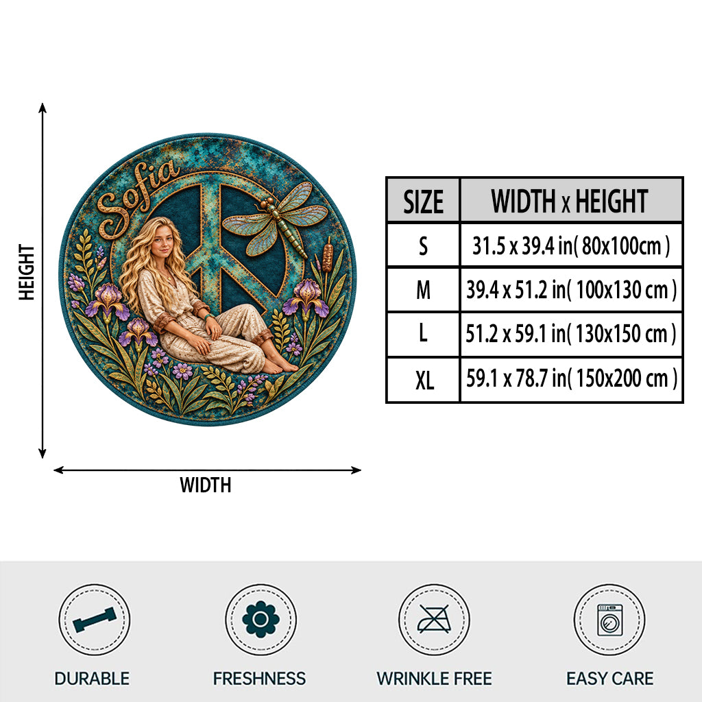 Hippie Sign - Personalized Hippie Shaped Fleece Blanket