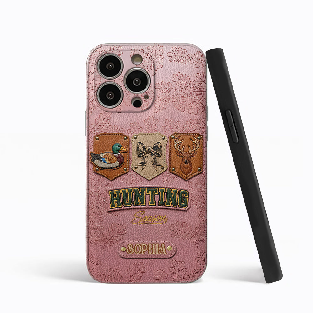 Saison de la chasse - Étui de téléphone en cuir personnalisé sur le thème de la chasse
