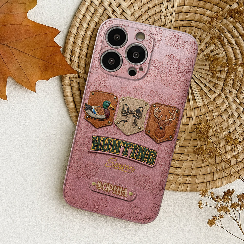 Saison de la chasse - Étui de téléphone en cuir personnalisé sur le thème de la chasse