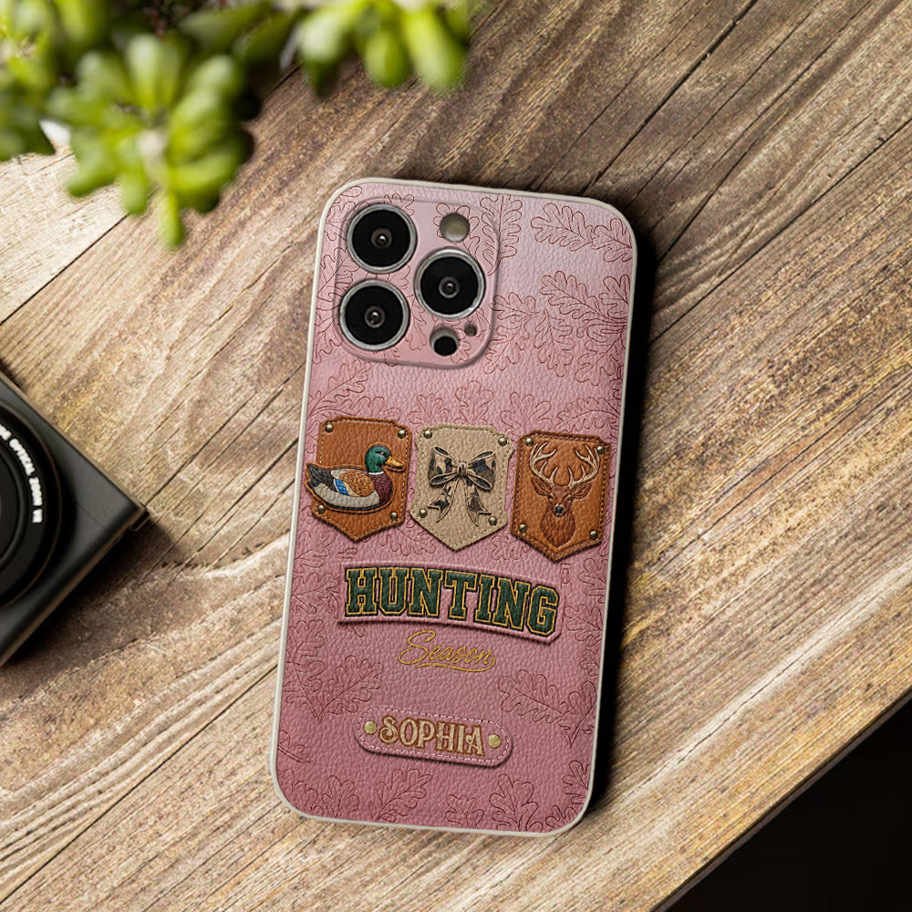 Saison de la chasse - Étui de téléphone en cuir personnalisé sur le thème de la chasse