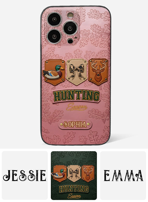 Saison de la chasse - Étui de téléphone en cuir personnalisé sur le thème de la chasse