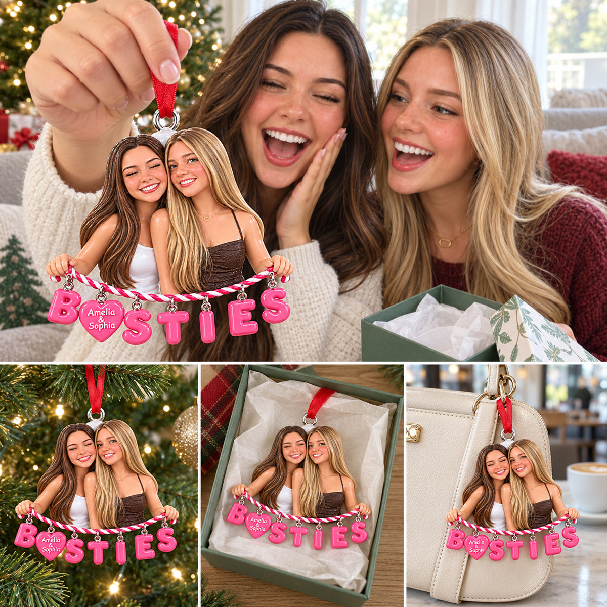 Beste Freundin für immer Weihnachtsgeschenk - Personalisierte Freundin Ornament mit Charm