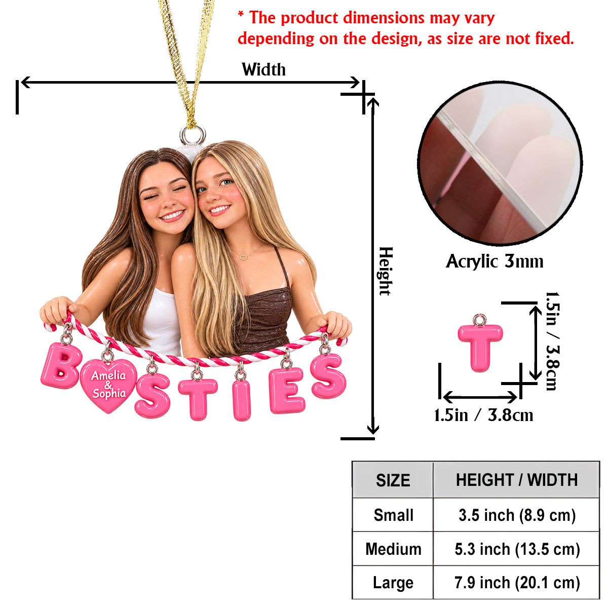 Beste Freundin für immer Weihnachtsgeschenk - Personalisierte Freundin Ornament mit Charm