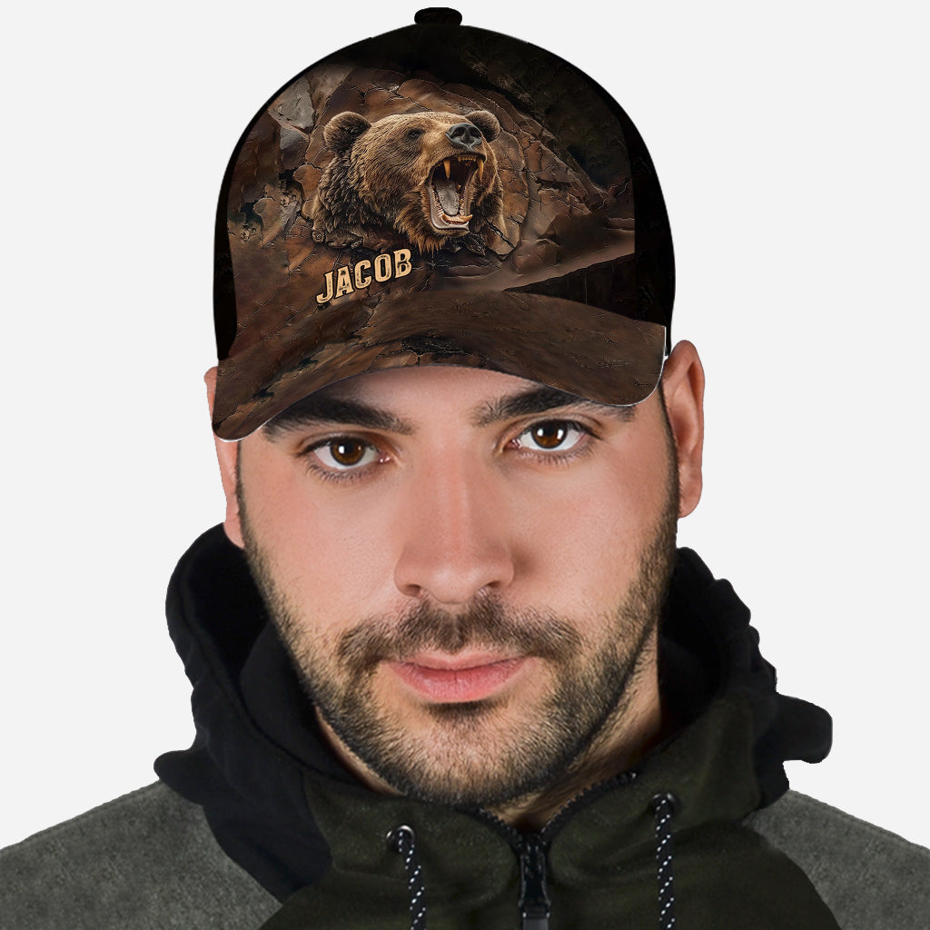 Grizzlies Roar Realistic Bear Design - Personalized Hunting Classic Cap