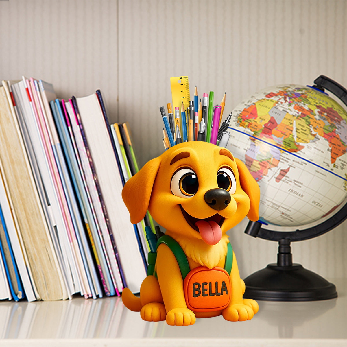 Porte-stylo mignon pour chien/chat pour bureau - Organisateur de bureau en bois personnalisé pour chien
