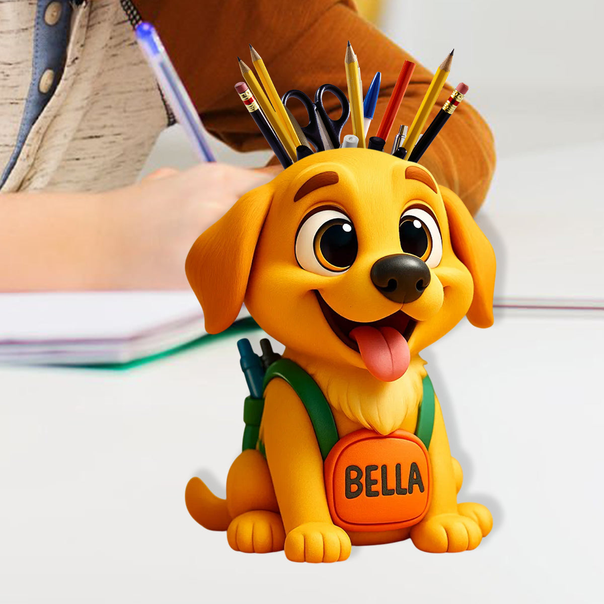 Porte-stylo mignon pour chien/chat pour bureau - Organisateur de bureau en bois personnalisé pour chien