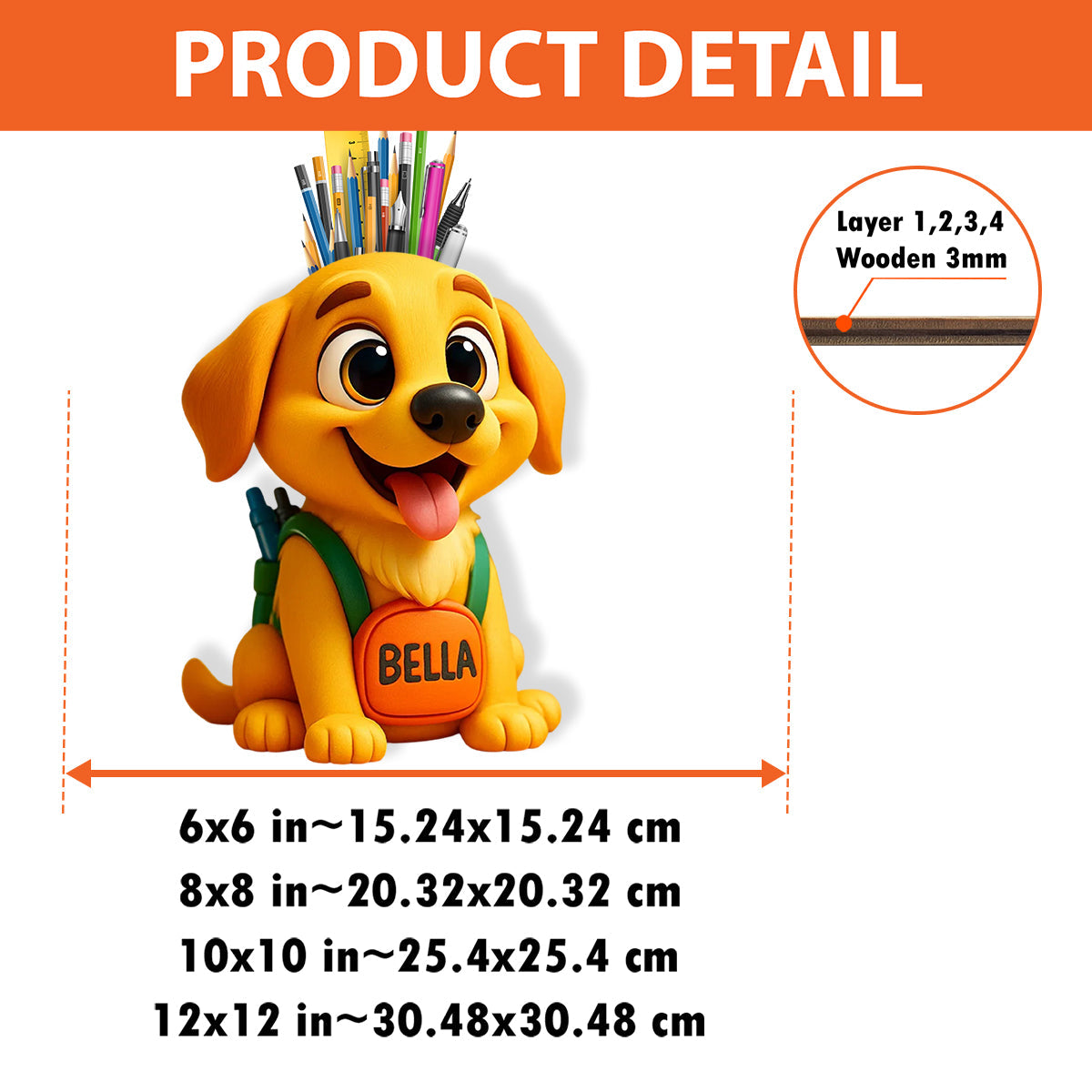 Porte-stylo mignon pour chien/chat pour bureau - Organisateur de bureau en bois personnalisé pour chien