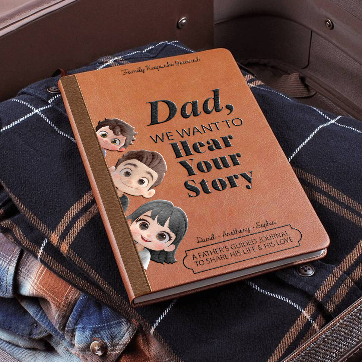 Dad, We Want to Hear Your Story - Personalized Father Leather Journal