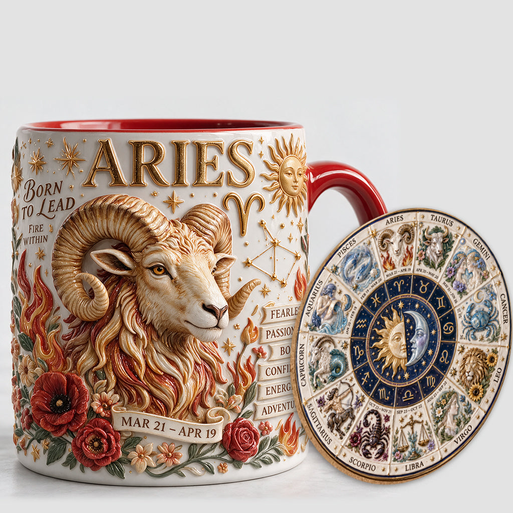 Personalisierbares Zodiac Tassen-Set - Horoskop Akzenttasse & Formuntersetzer