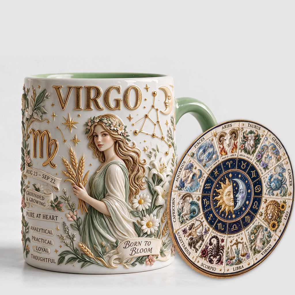 Personalisierbares Zodiac Tassen-Set - Horoskop Akzenttasse & Formuntersetzer
