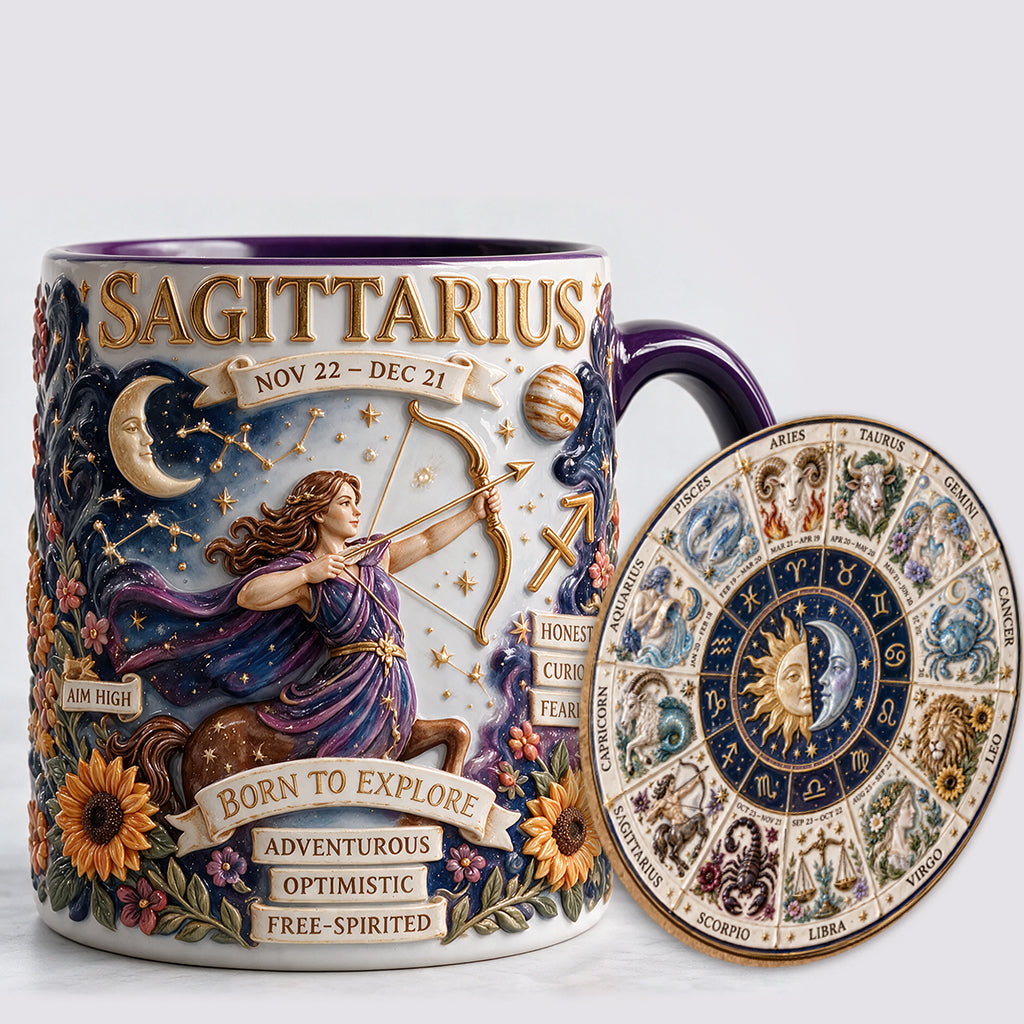 Personalisierbares Zodiac Tassen-Set - Horoskop Akzenttasse & Formuntersetzer