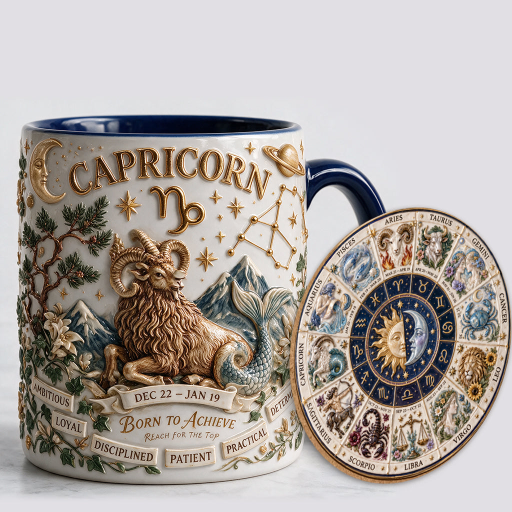 Personalisierbares Zodiac Tassen-Set - Horoskop Akzenttasse & Formuntersetzer