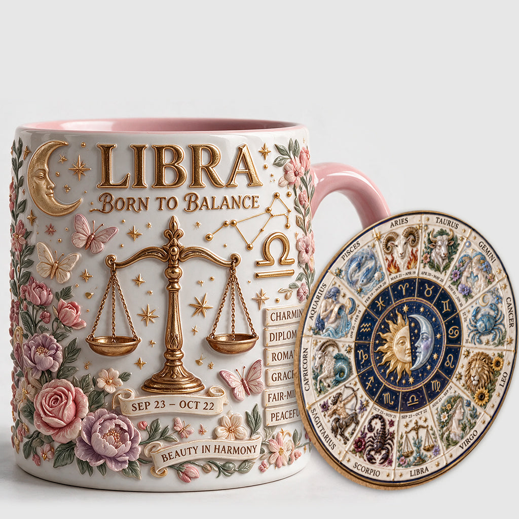 Personalisierbares Zodiac Tassen-Set - Horoskop Akzenttasse & Formuntersetzer