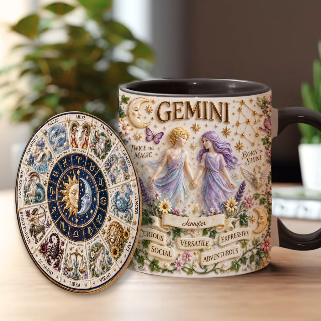 Personalisierbares Zodiac Tassen-Set - Horoskop Akzenttasse & Formuntersetzer