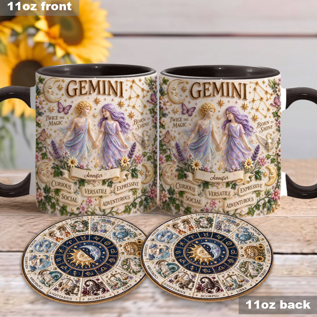 Personalisierbares Zodiac Tassen-Set - Horoskop Akzenttasse & Formuntersetzer