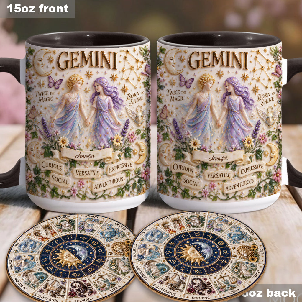 Personalisierbares Zodiac Tassen-Set - Horoskop Akzenttasse & Formuntersetzer