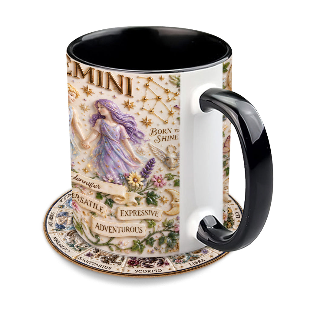 Personalisierbares Zodiac Tassen-Set - Horoskop Akzenttasse & Formuntersetzer