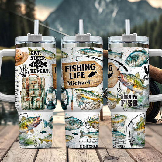 Just One More Cast - Personalized Fishing Tumbler With Handle