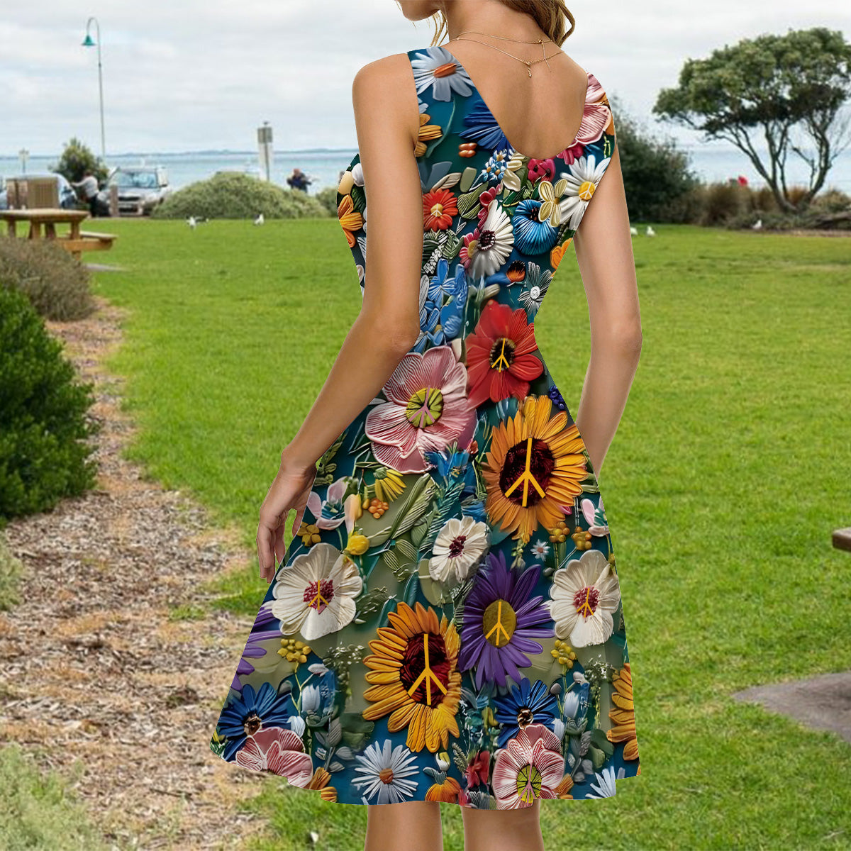 Tu appartiens aux fleurs sauvages - Robe hippie sans manches personnalisée