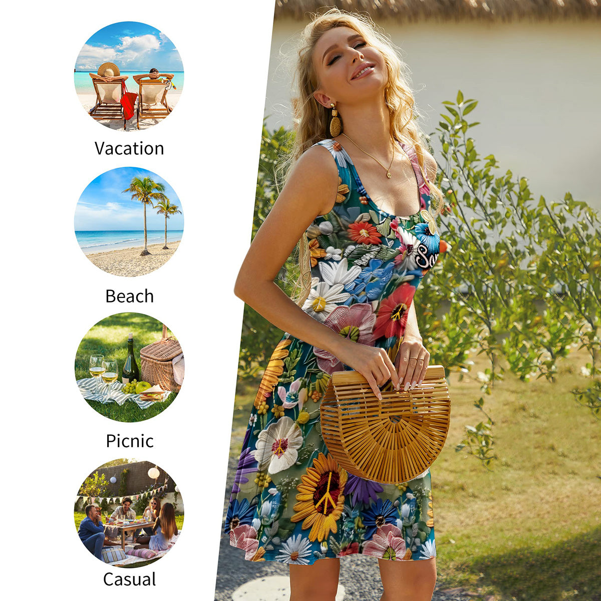 Tu appartiens aux fleurs sauvages - Robe hippie sans manches personnalisée