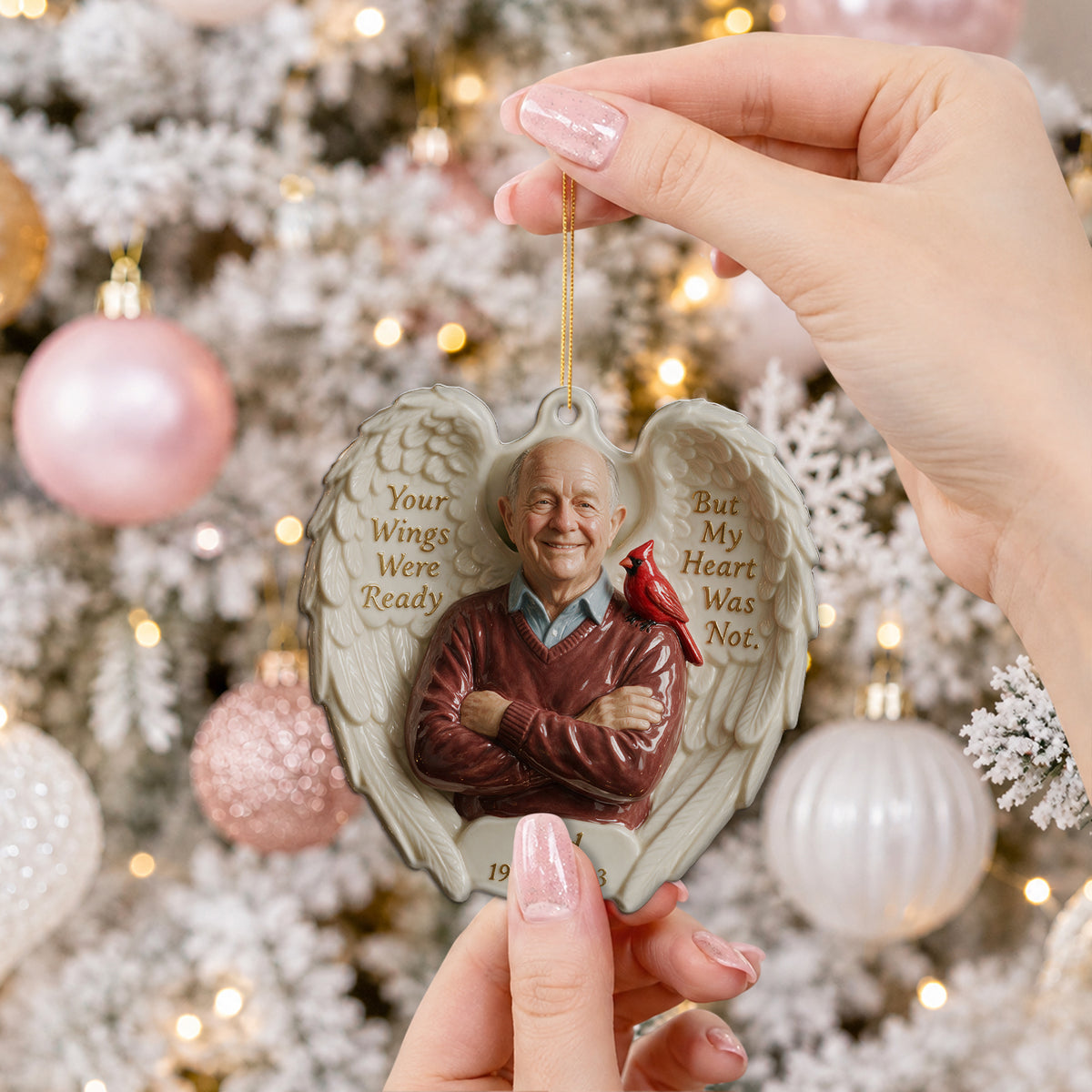 Ihre Flügel waren bereit - Personalisierte Gedenk-Keramikornament in Sonderform