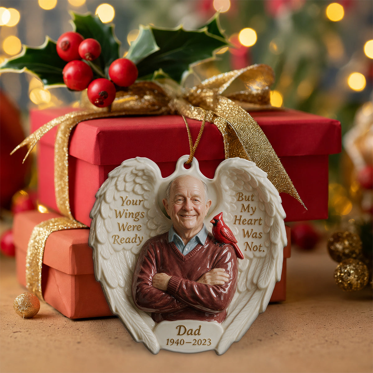 Ihre Flügel waren bereit - Personalisierte Gedenk-Keramikornament in Sonderform
