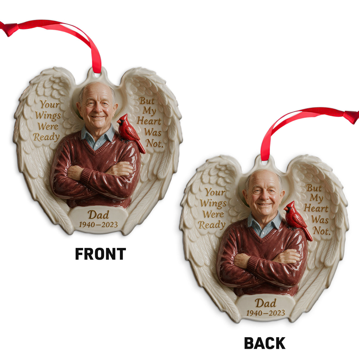 Ihre Flügel waren bereit - Personalisierte Gedenk-Keramikornament in Sonderform