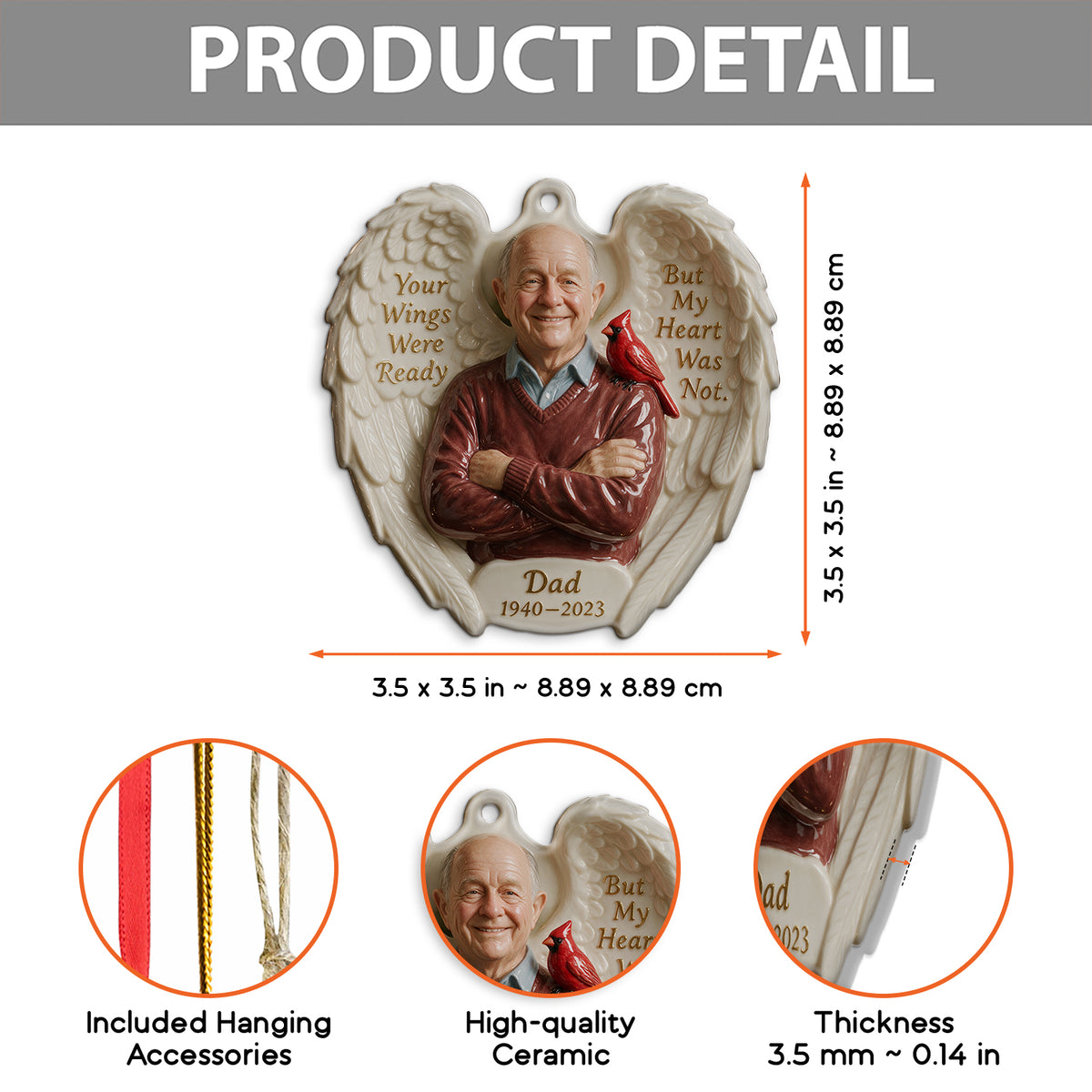 Ihre Flügel waren bereit - Personalisierte Gedenk-Keramikornament in Sonderform