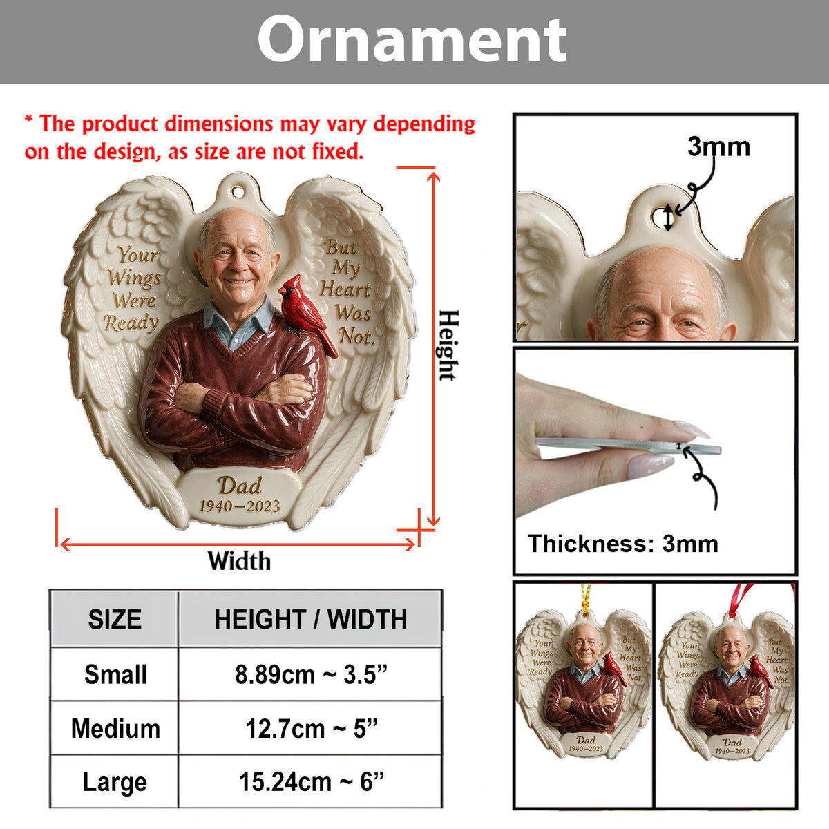 Ihre Flügel waren bereit - Personalisierte Gedenk-Keramikornament in Sonderform