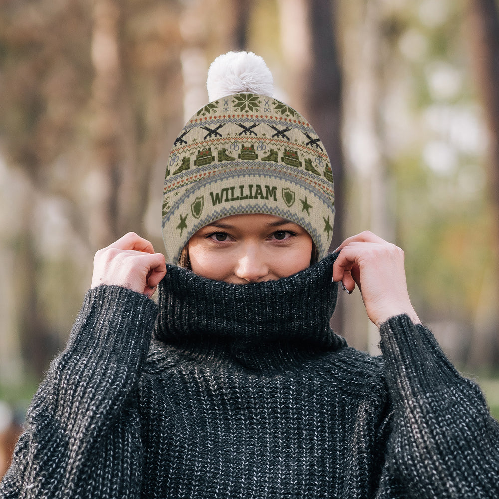 Camouflage Military - Personalized Veteran Beanie Hat