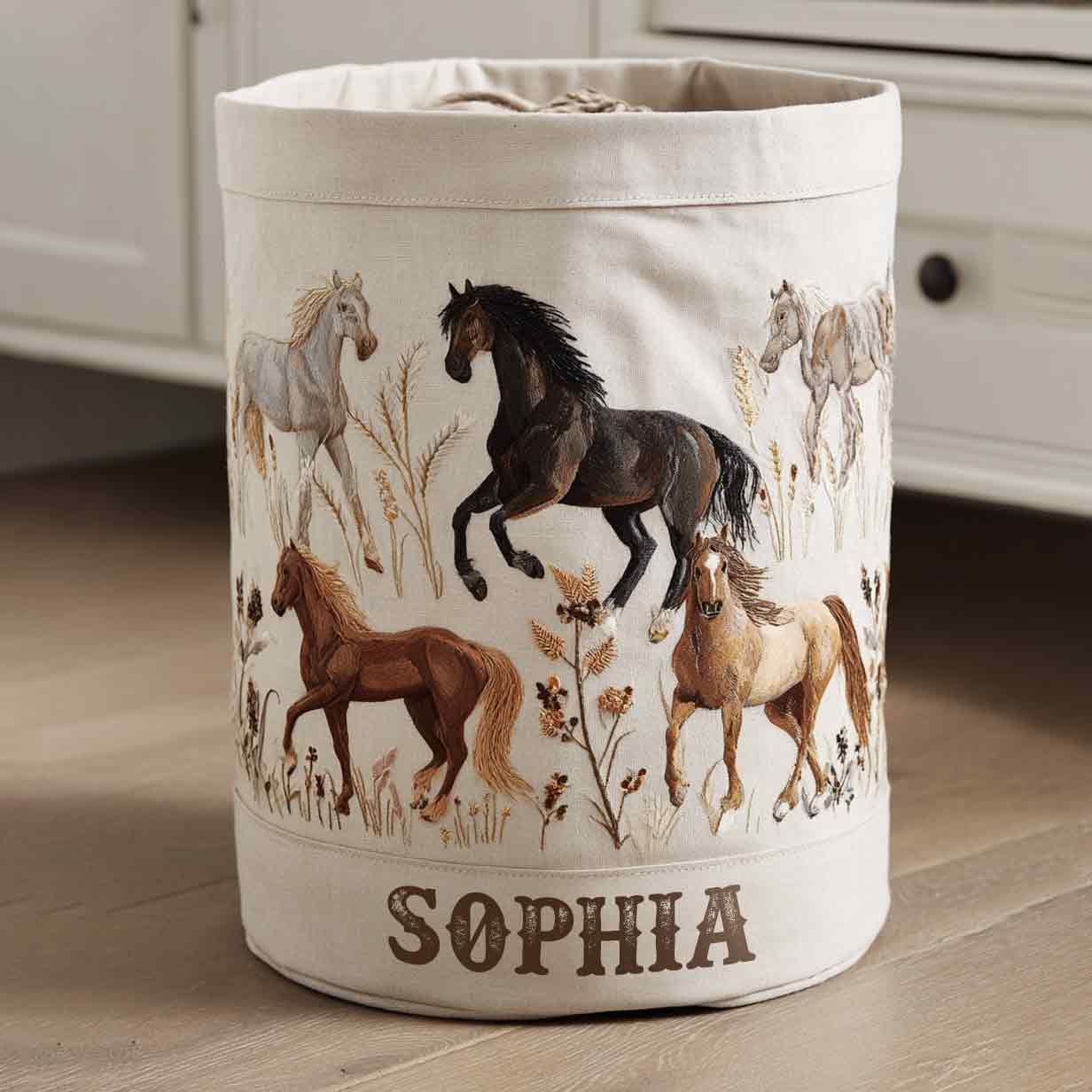 J'adore les chevaux - Panier de rangement personnalisé pour chevaux