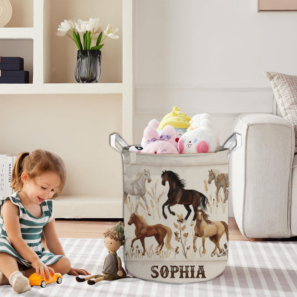 J'adore les chevaux - Panier de rangement personnalisé pour chevaux